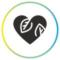 friendly vegan concept icon, heart with leafs, eco or herbal care